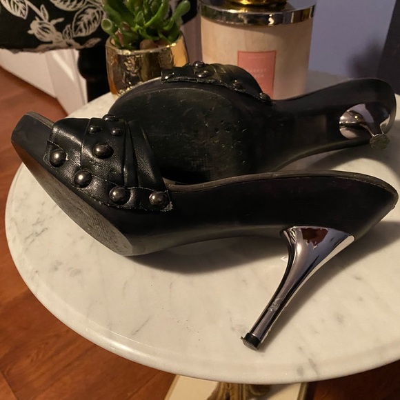 Leather High Heels; Slide in with open toe - Picture 7 of 9